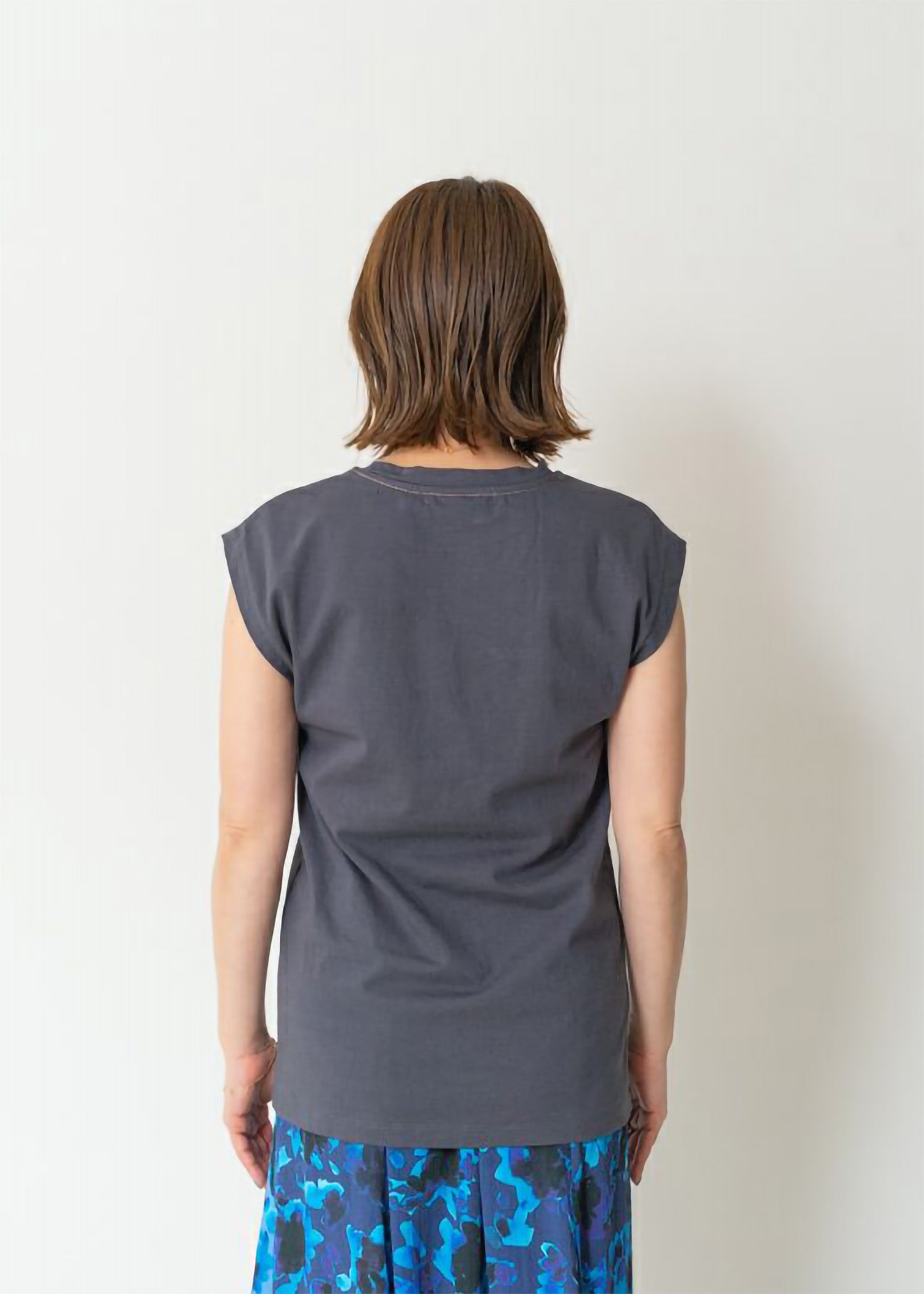 Blue Serge Cotton Sleeveless Cut & Sewn