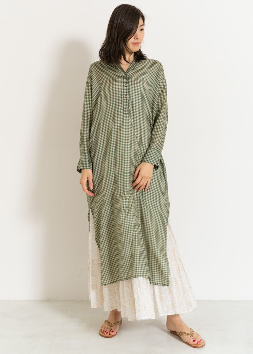 Silk Ginghamcheck Kurta Dress