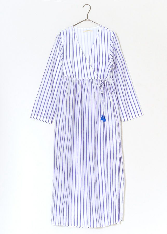 Silk Stripe Crossover Gown