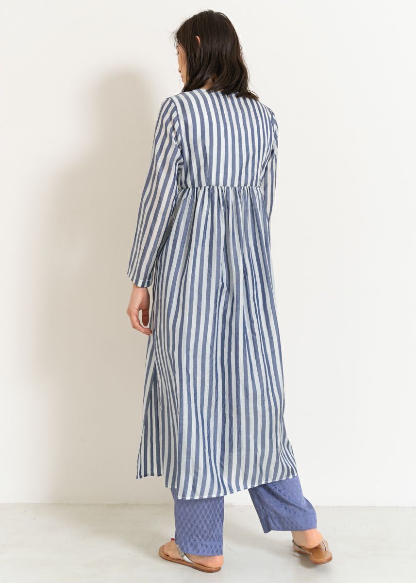 Silk Stripe Crossover Gown