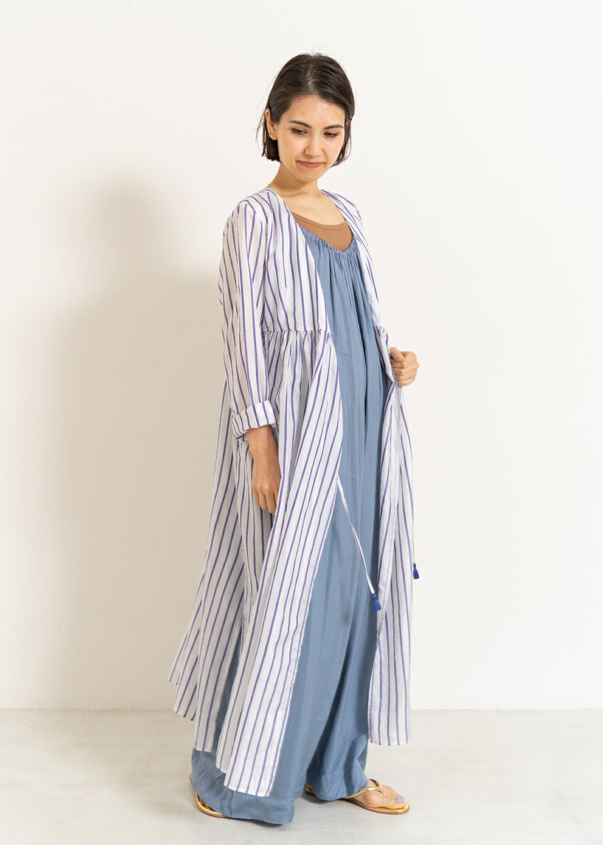 Silk Stripe Crossover Gown