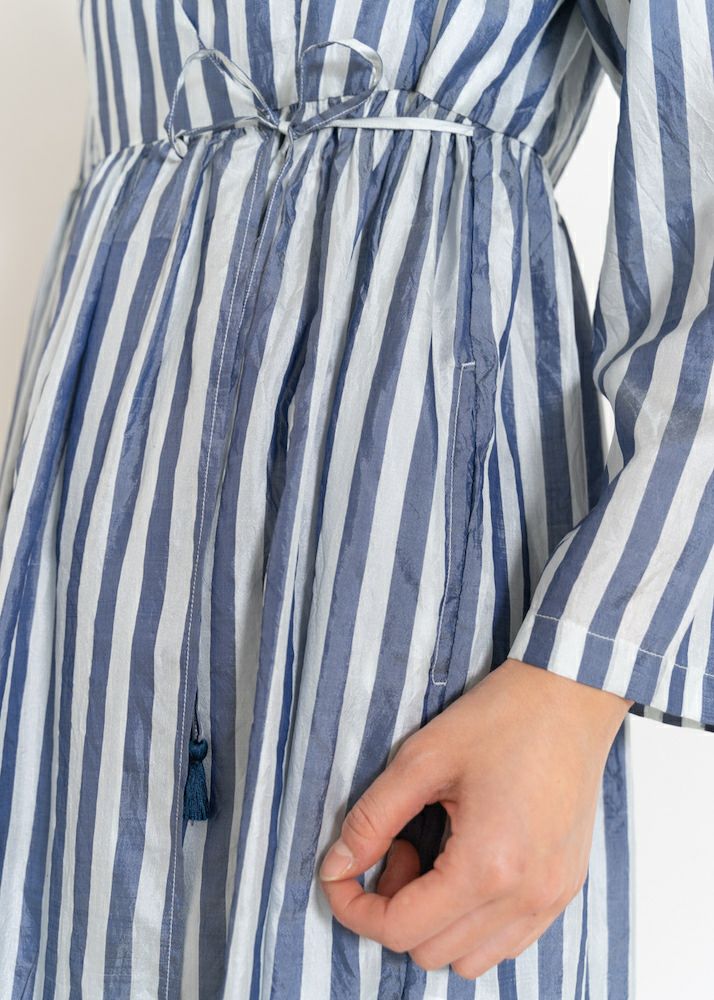 Silk Stripe Crossover Gown