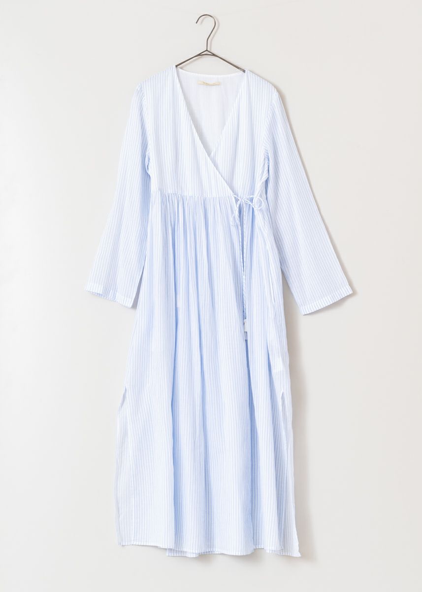 Cotton Stripe Cross Over Gown | Pasand by ne Quittez pas | パサンドバイヌキテパ