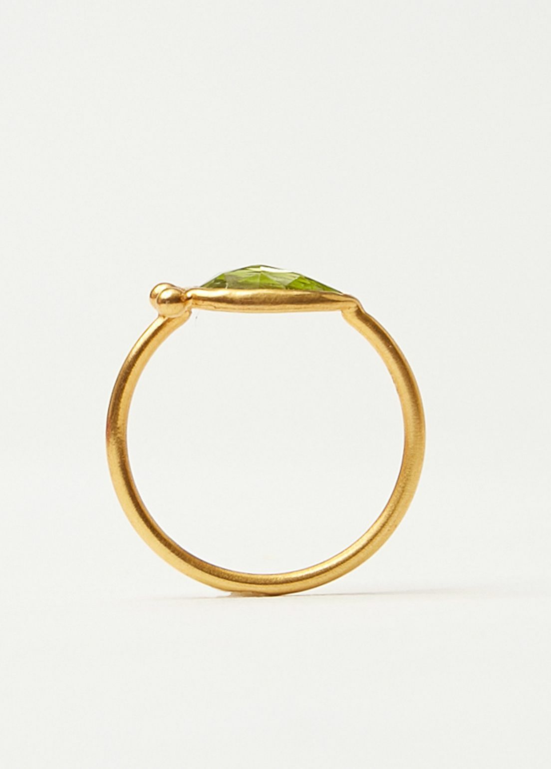 Peridot Stone And Gold Bead Ring