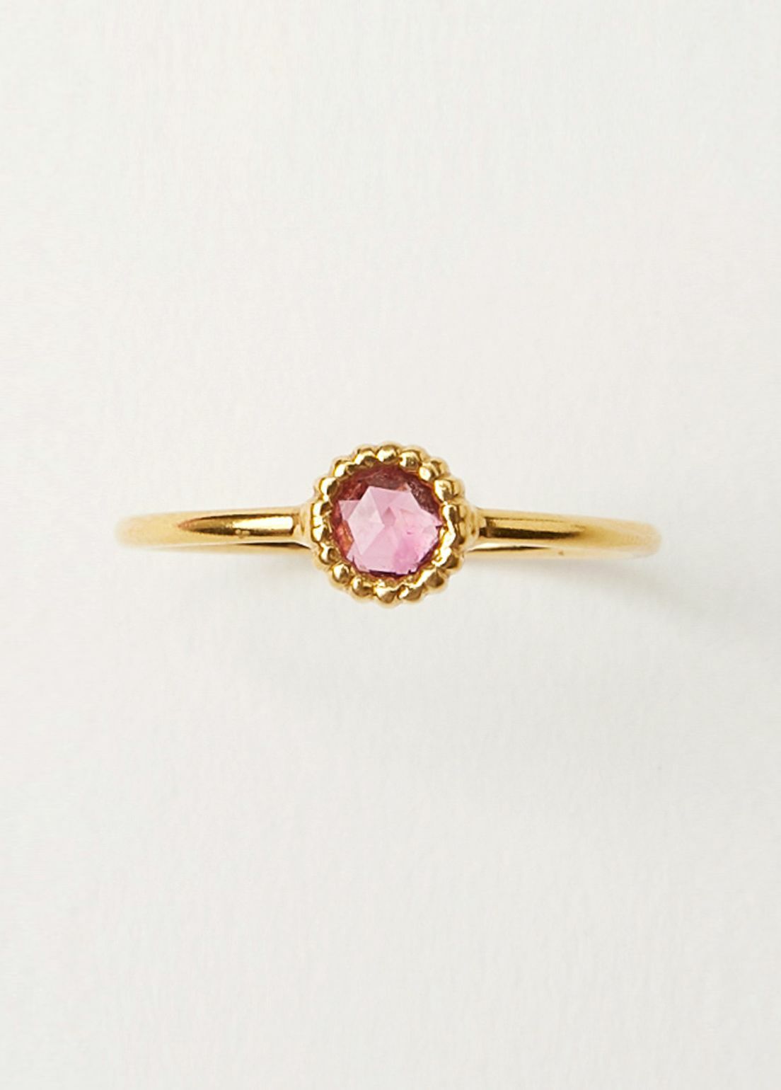 Pink Tourmaline Dot Bezel Ring