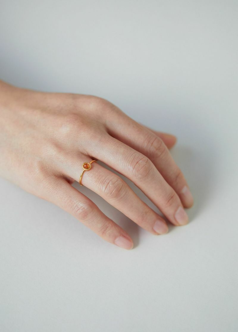 Pink Tourmaline Dot Bezel Ring