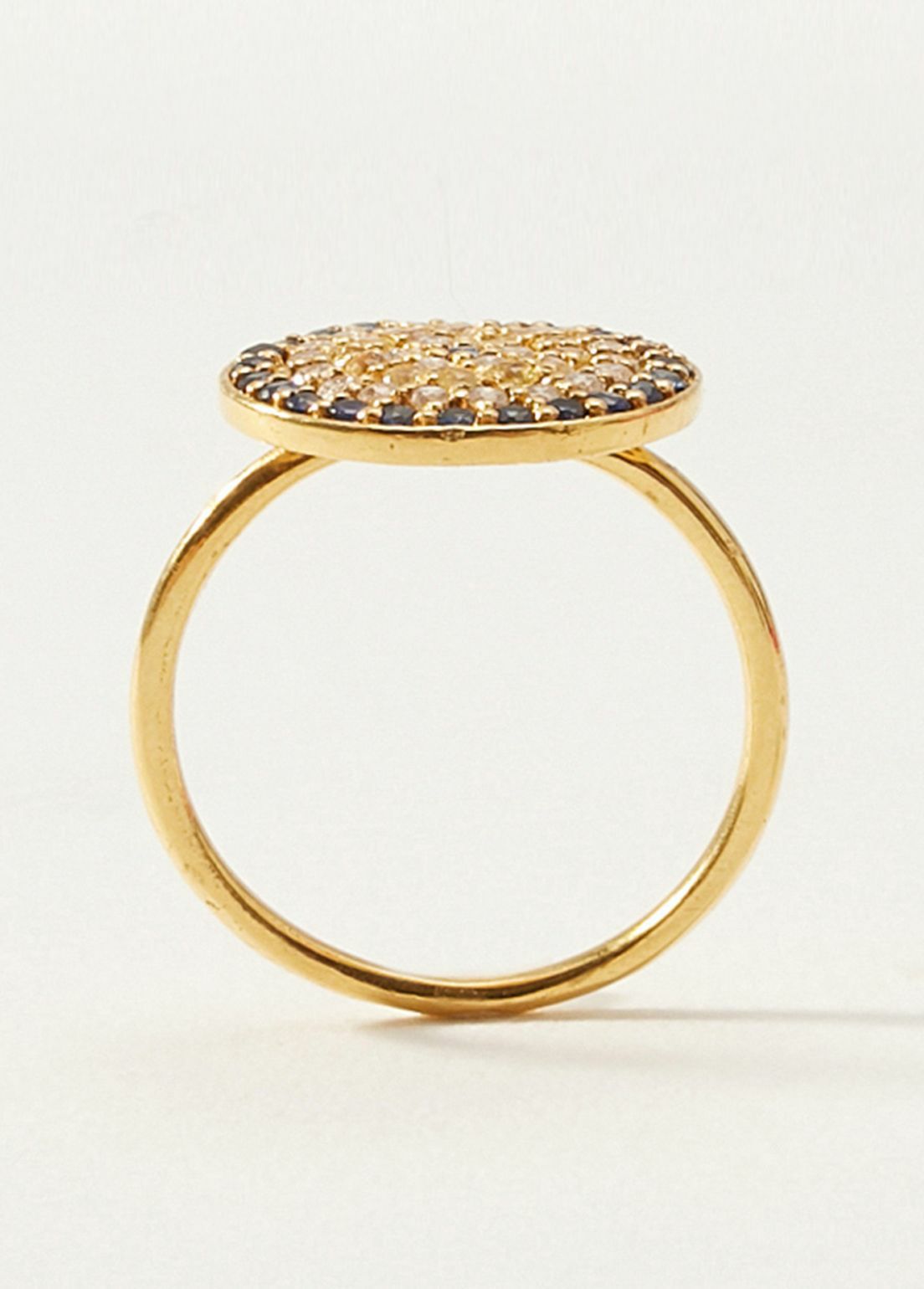 Blue Sapphire Circle Pave Ring