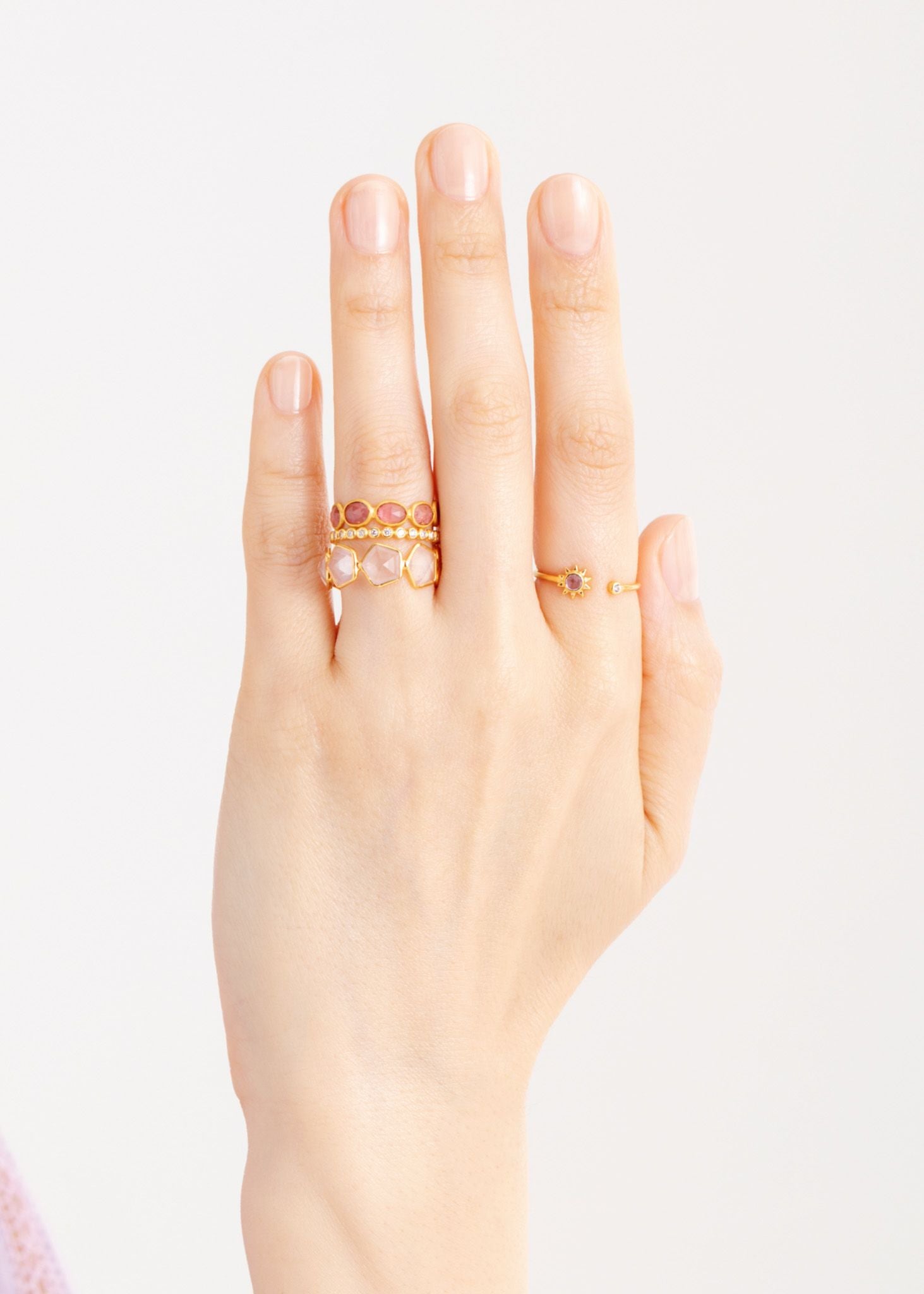 Pink Tourmaline Slice Stone Eternity