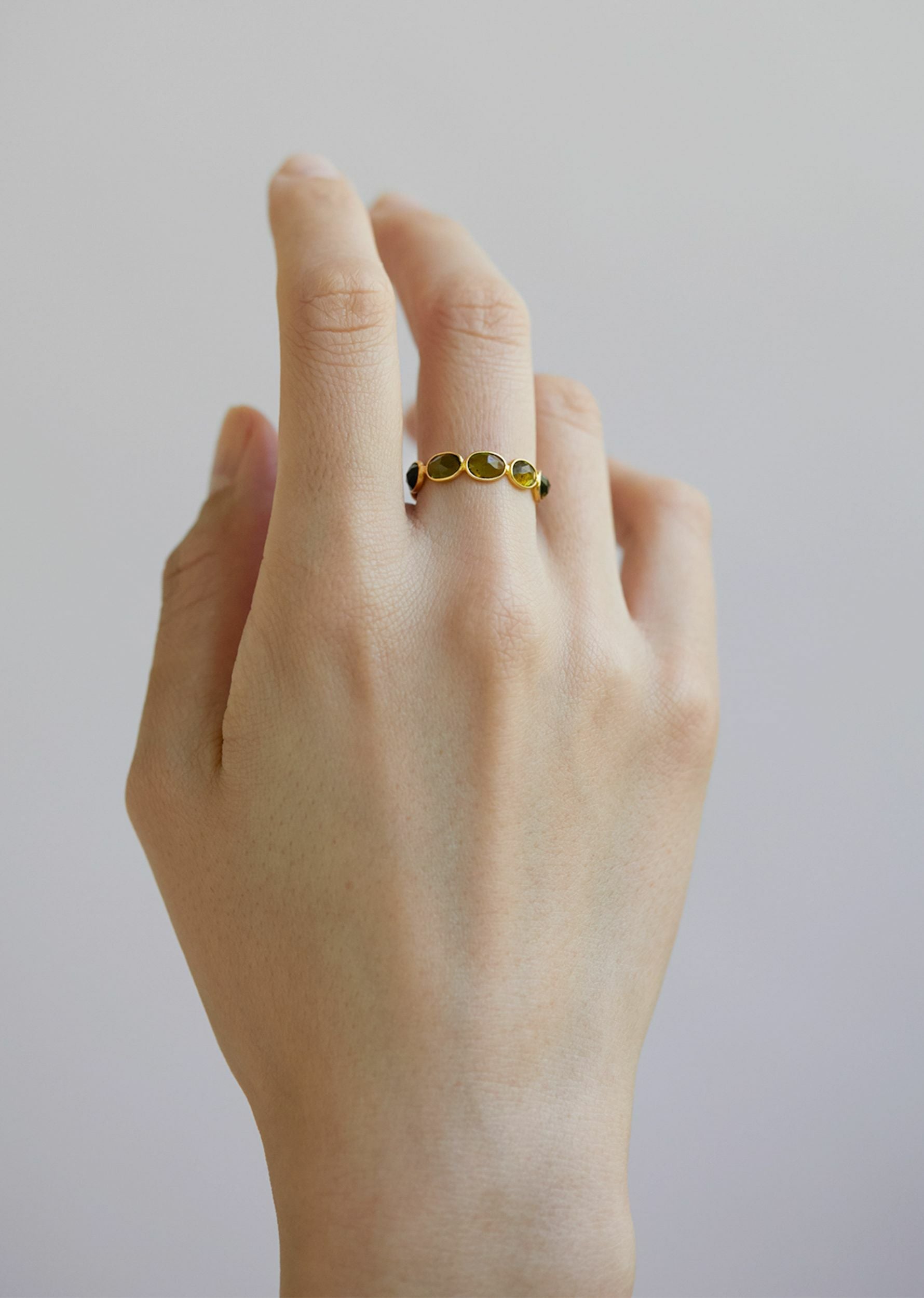 Green Tourmaline Slice Stone Eternity