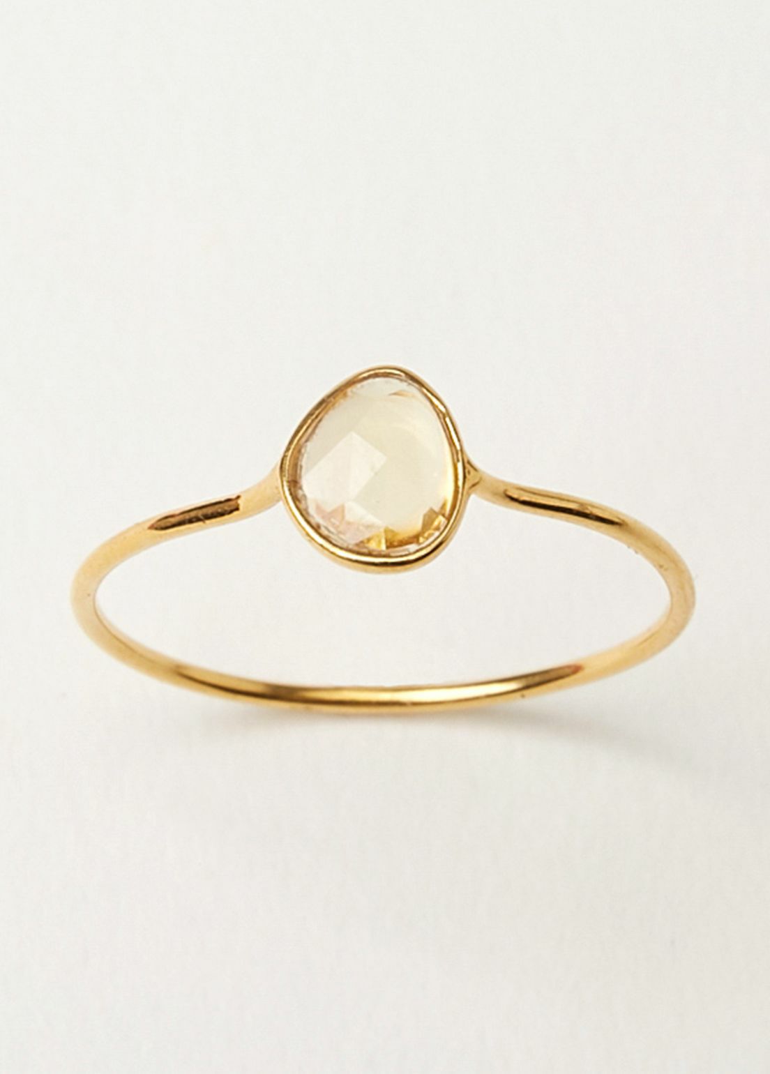 Yellow Sapphire Slice Stone Bezel Ring
