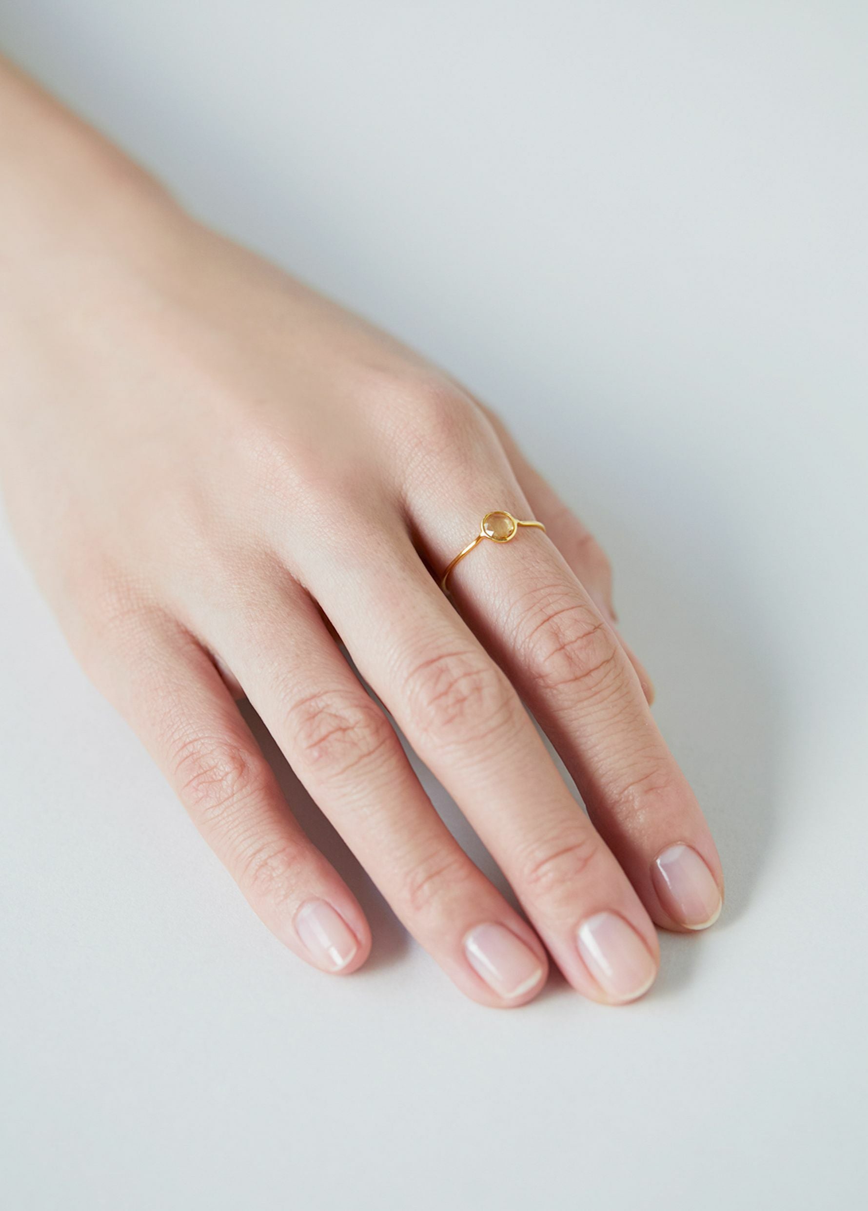 Yellow Sapphire Slice Stone Bezel Ring