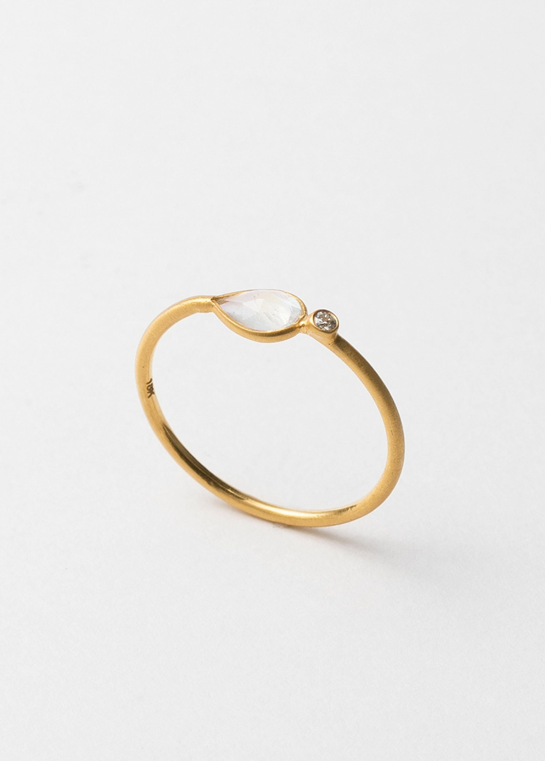 Rainbow Moonstone Teardrop Ring