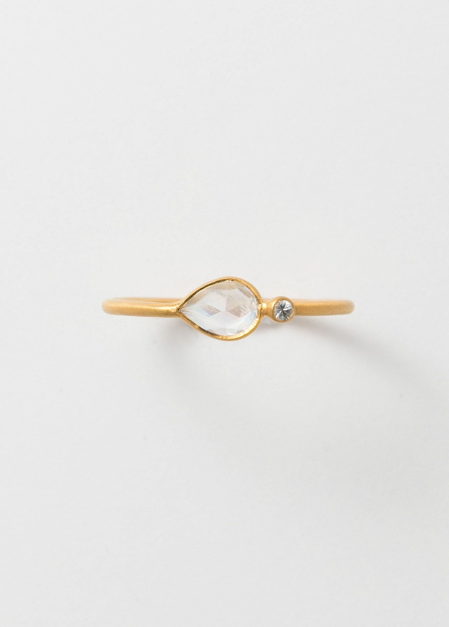 Rainbow Moonstone Teardrop Ring