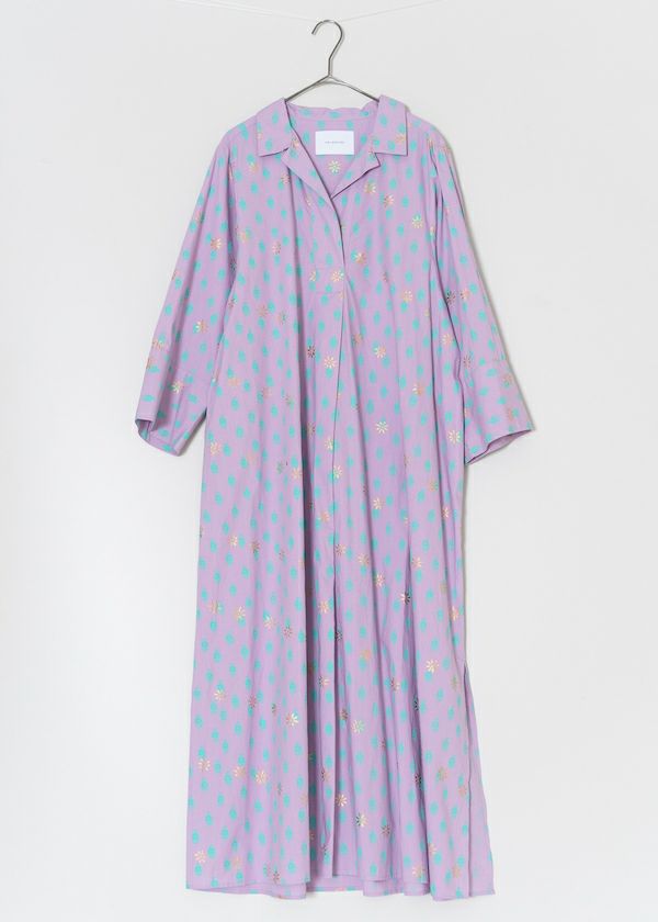 Organic Poplin Block Print Kaftan Dress