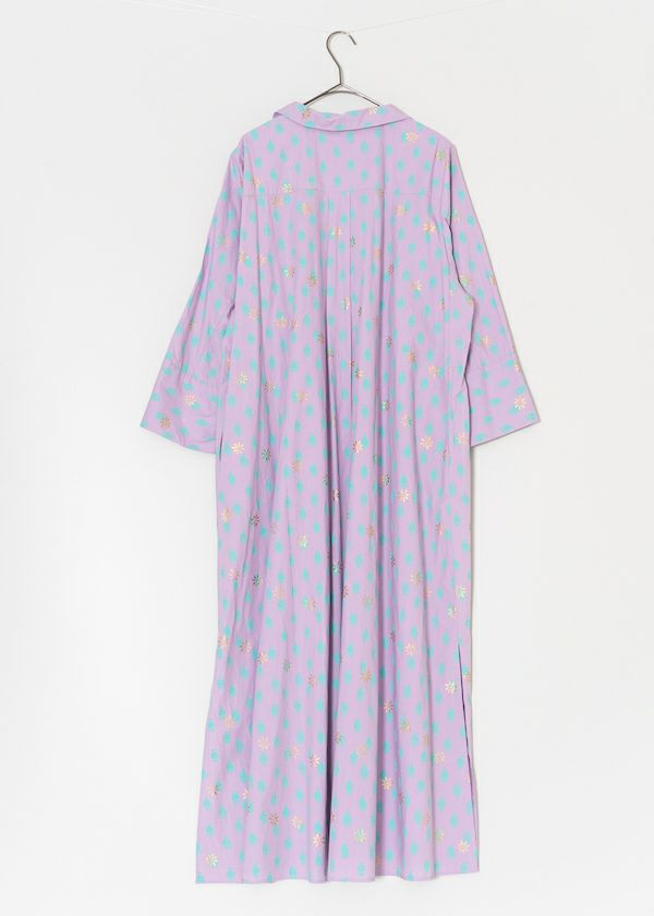 Organic Poplin Block Print Kaftan Dress