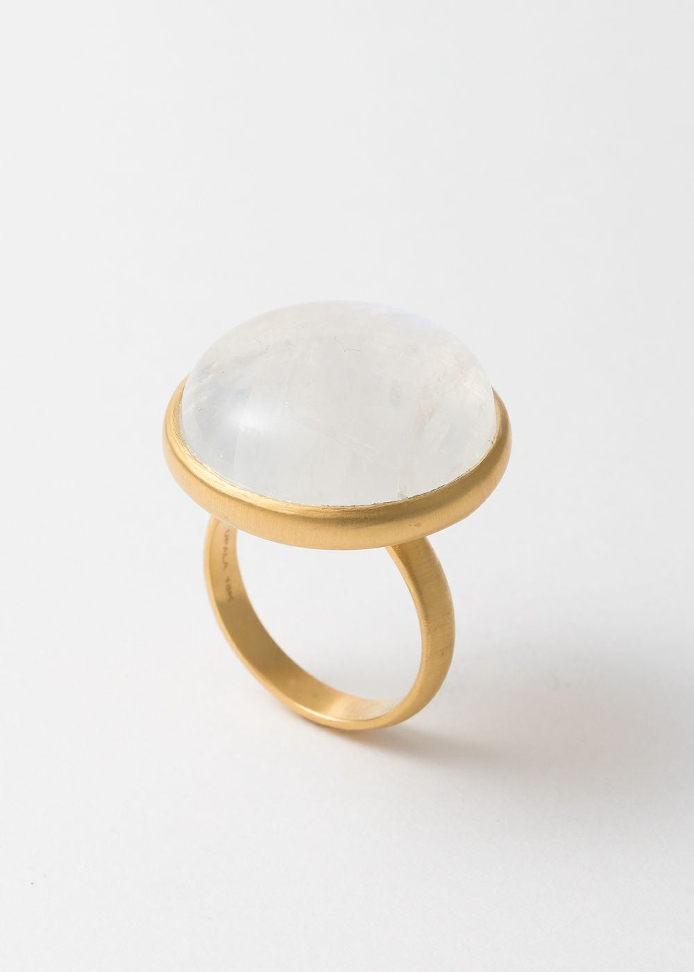 Rainbow Moon Stone Cabochon Bezel Ring