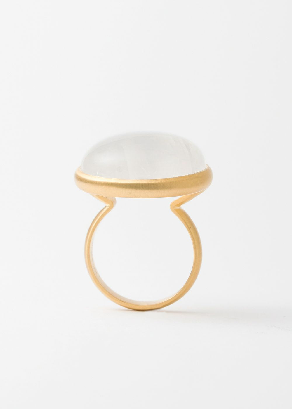 Rainbow Moon Stone Cabochon Bezel Ring