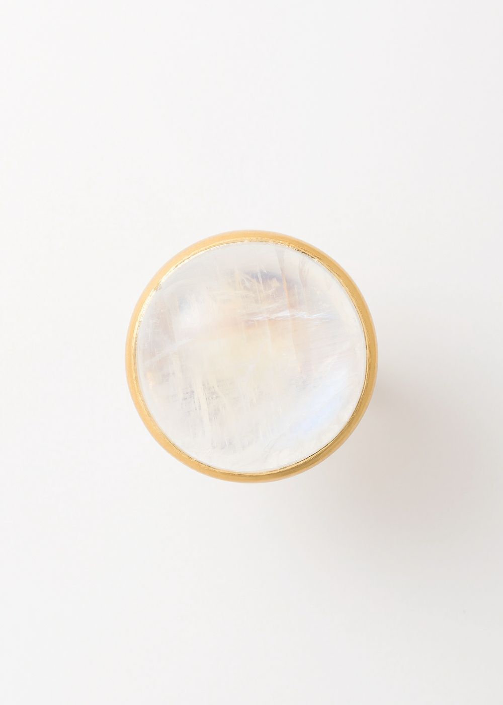 Rainbow Moon Stone Cabochon Bezel Ring