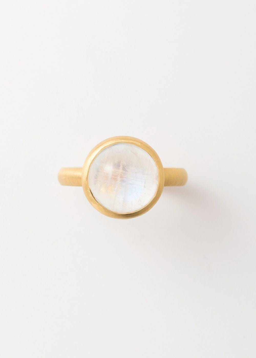 Rainbow Moon Stone Cabochon Bezel Ring
