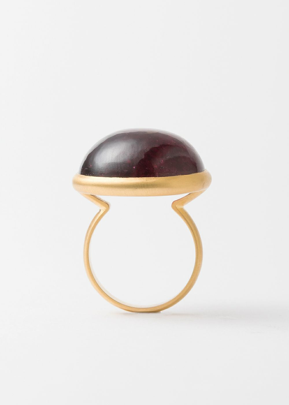 Pink Tourmaline Cabochon Bezel Ring