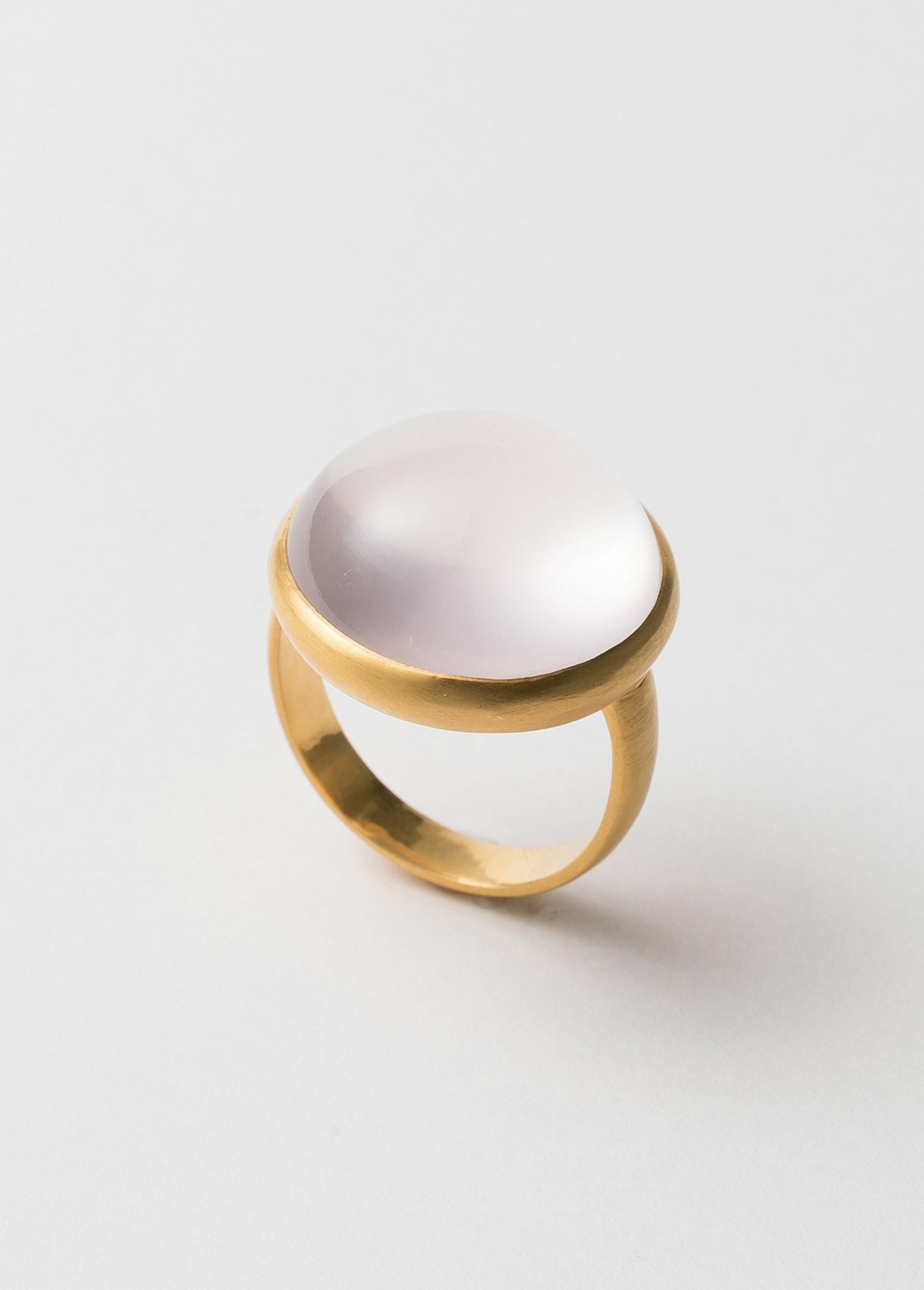 Rose Quartz Cabochon Bezel Ring