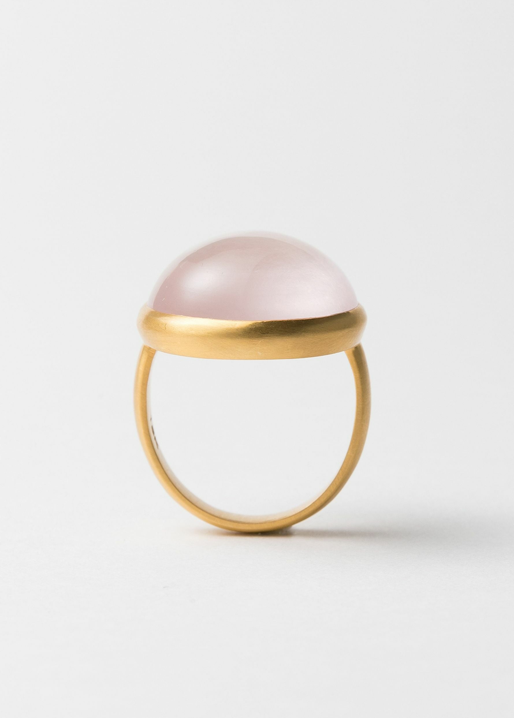 Rose Quartz Cabochon Bezel Ring