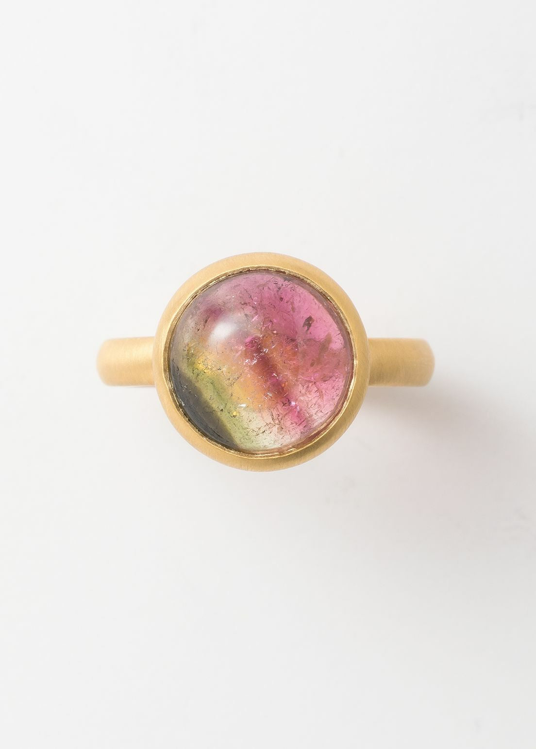 Watermelon Tourmaline Cabochon Ring