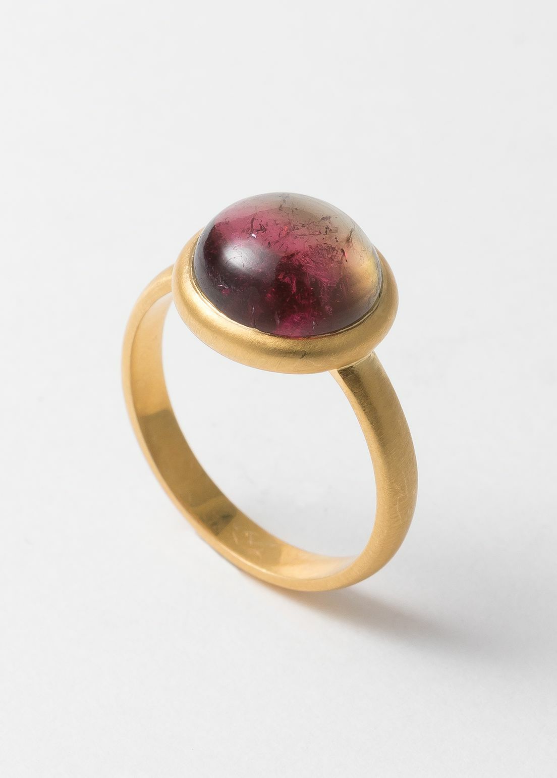 Watermelon Tourmaline Cabochon Ring
