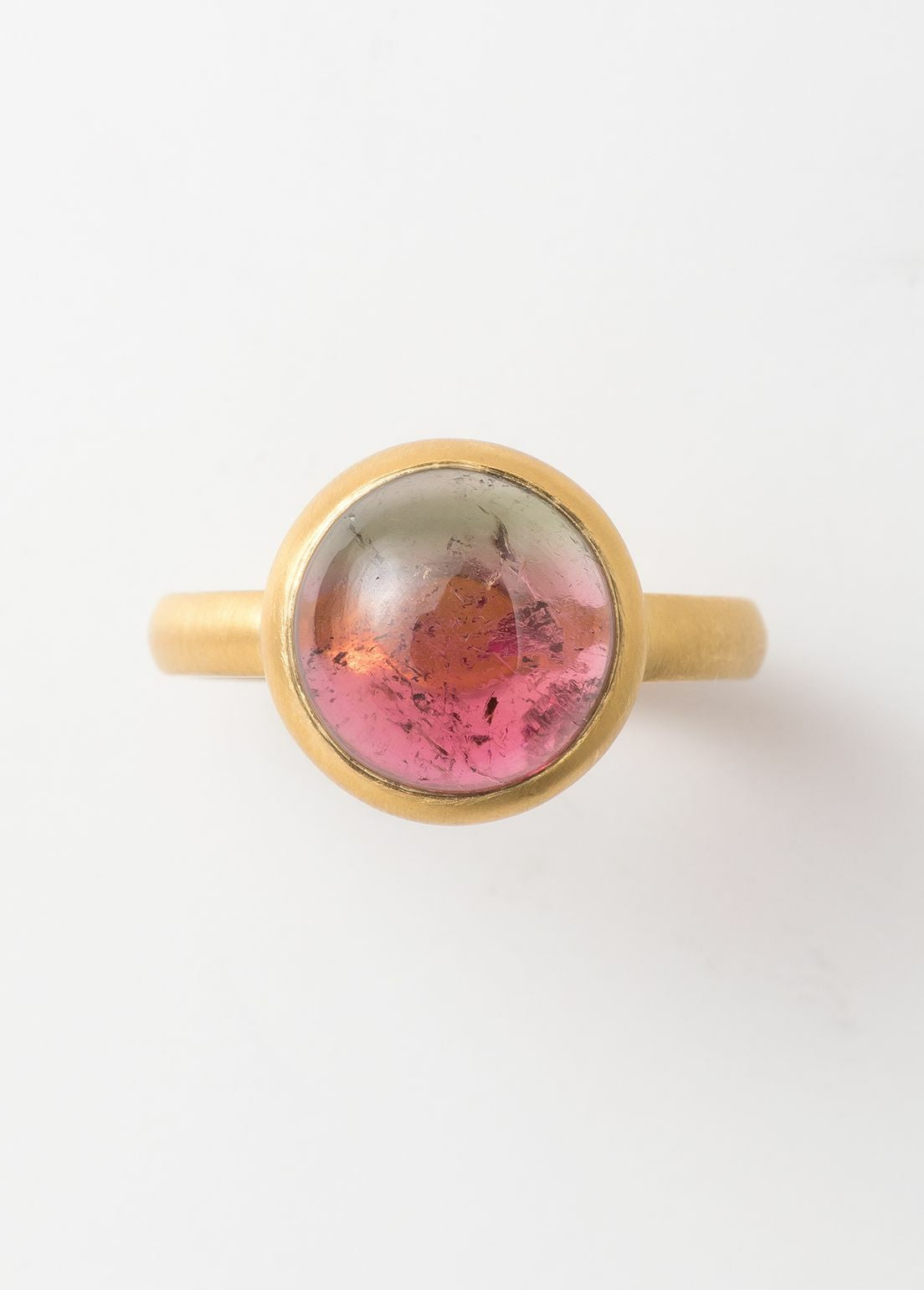 Watermelon Tourmaline Cabochon Ring