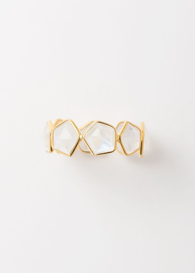 Rainbow Moonstone Pentagon Eternity Ring | Pasand by ne Quittez 