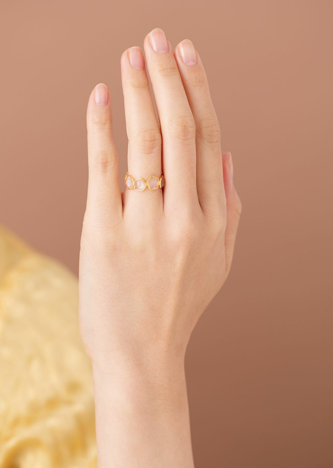 Rose Quartz Pentagon Eternity Ring