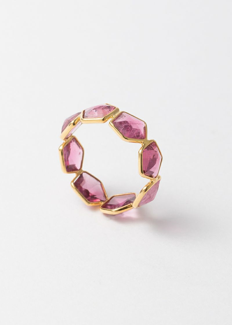 Pink Tourmaline Pentagon Eternity Ring