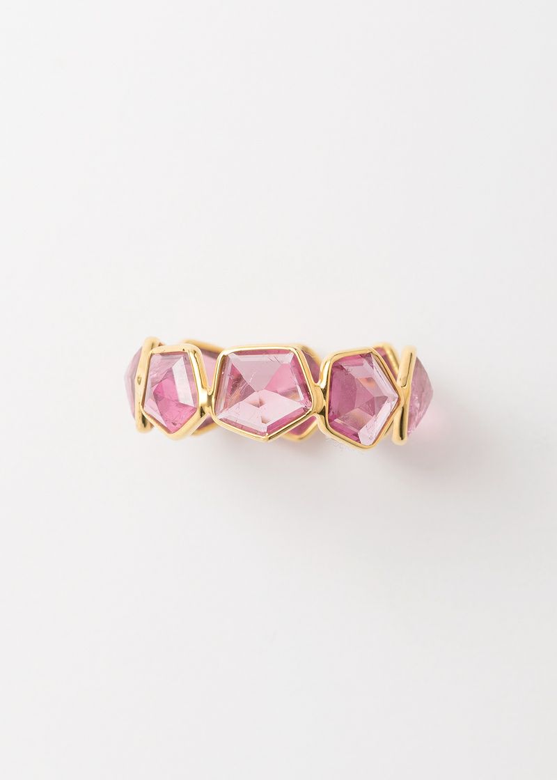 Pink Tourmaline Pentagon Eternity Ring