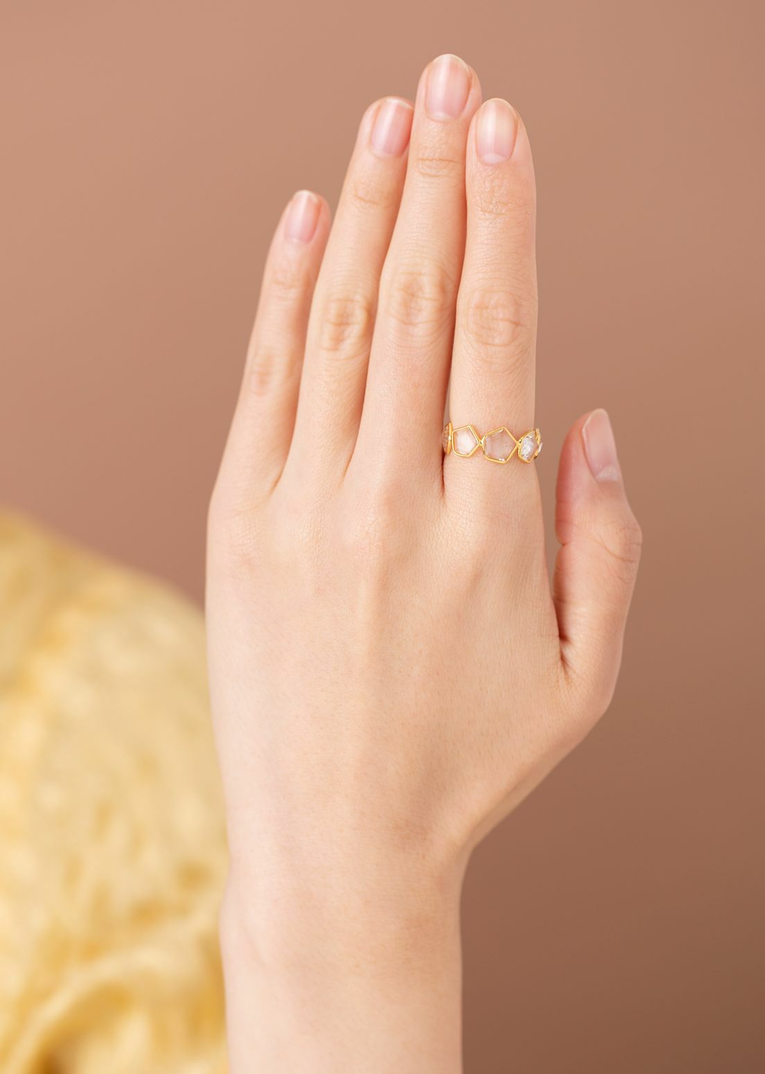 Clear Quartz Pentagon Eternity Ring