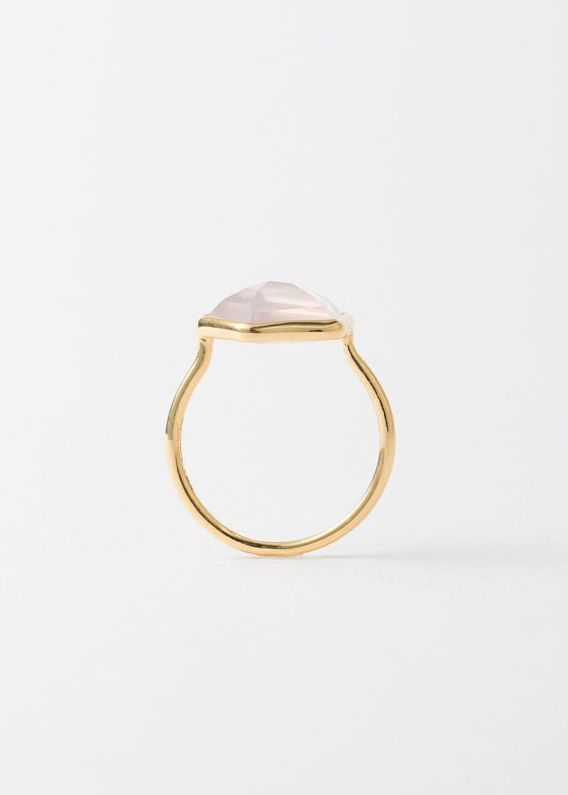 Rose Quartz Pentagon Bezel Ring