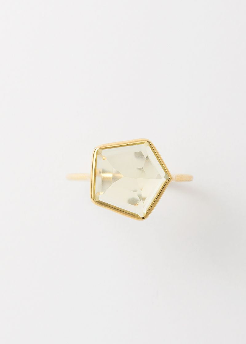 Lemon Quartz Pentagon Bezel Ring | Pasand by ne Quittez pas 