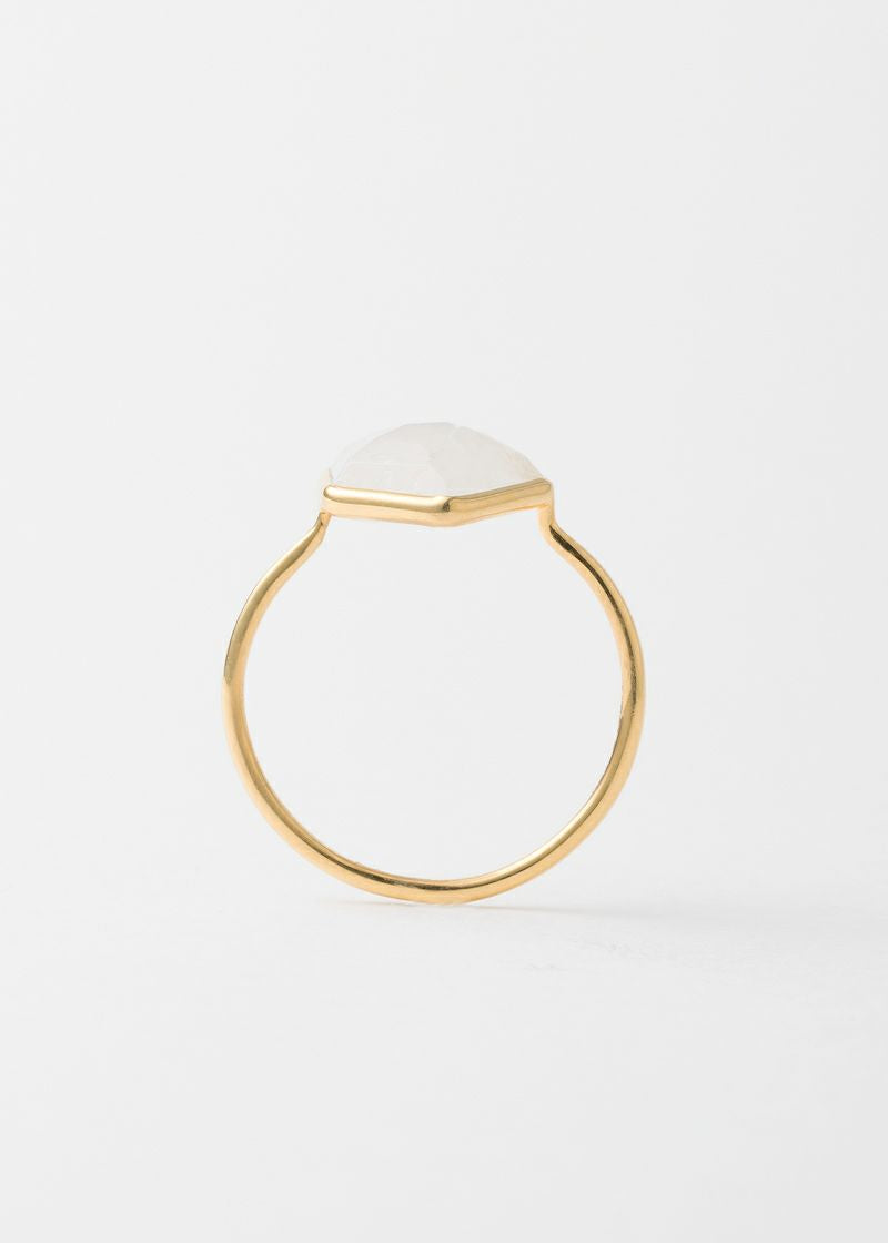 Rainbow Moonstone Pentagon Bezel Ring