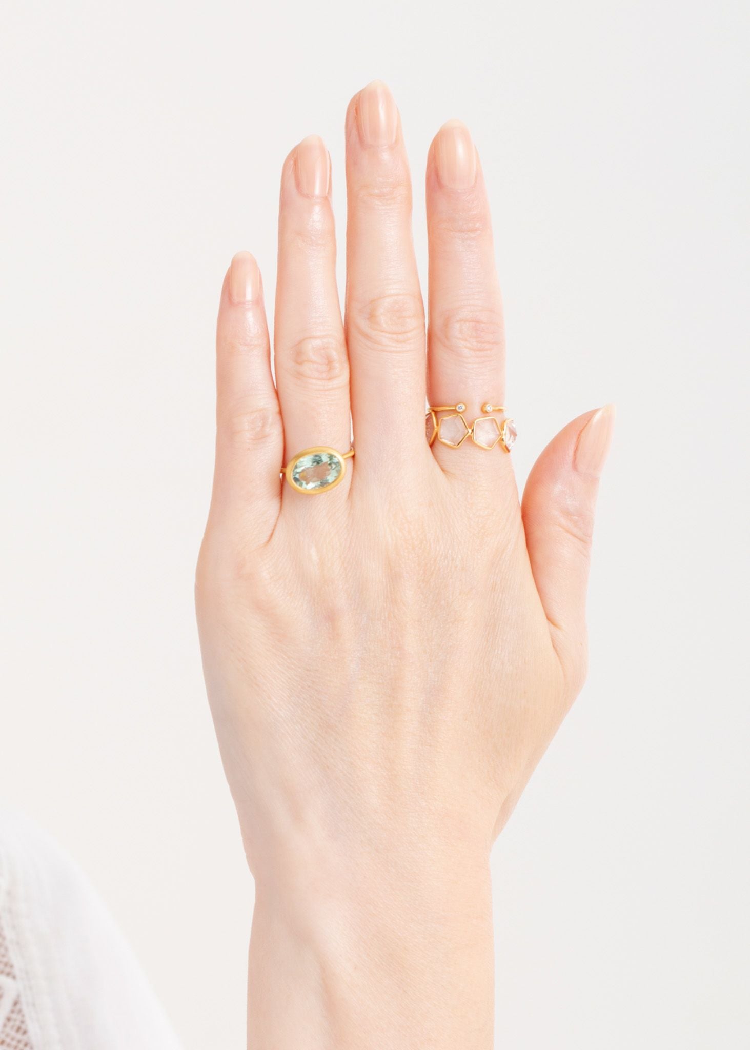 Tiny Diamond Gem Stacking Open Ring