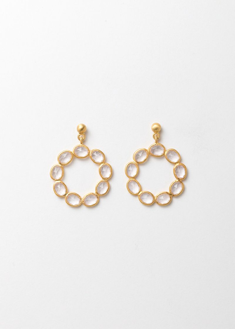 Rose Quartz Slice Stone Eternity Pierce