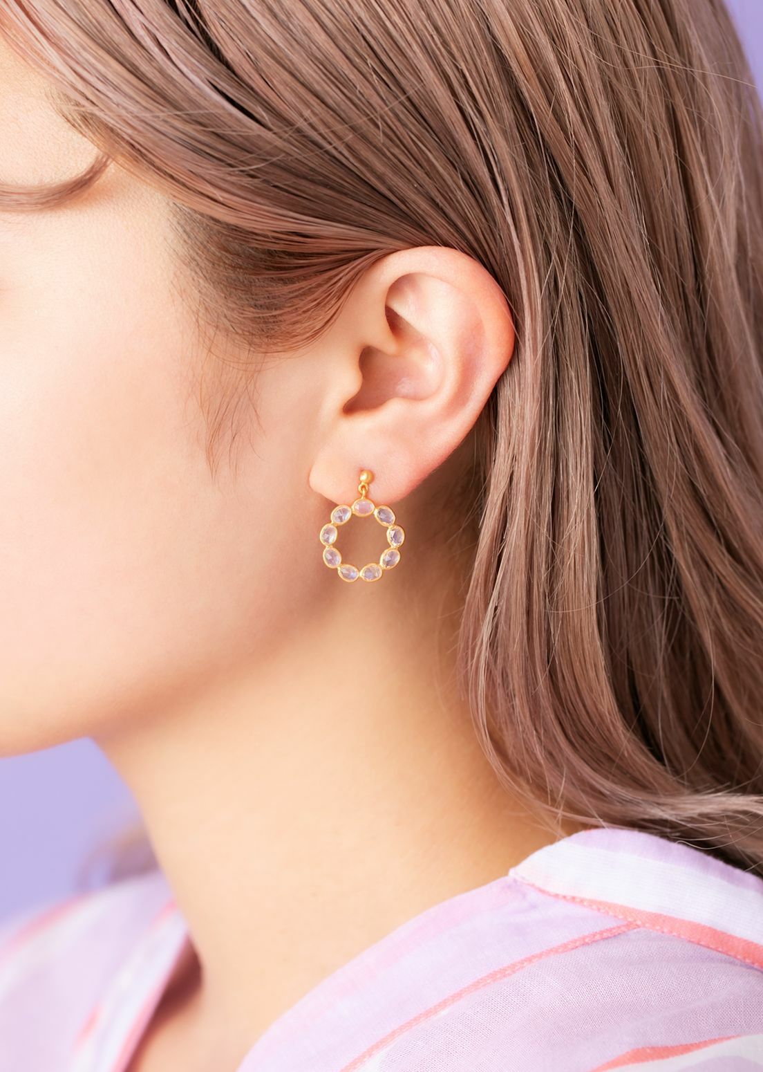 Rose Quartz Slice Stone Eternity Pierce