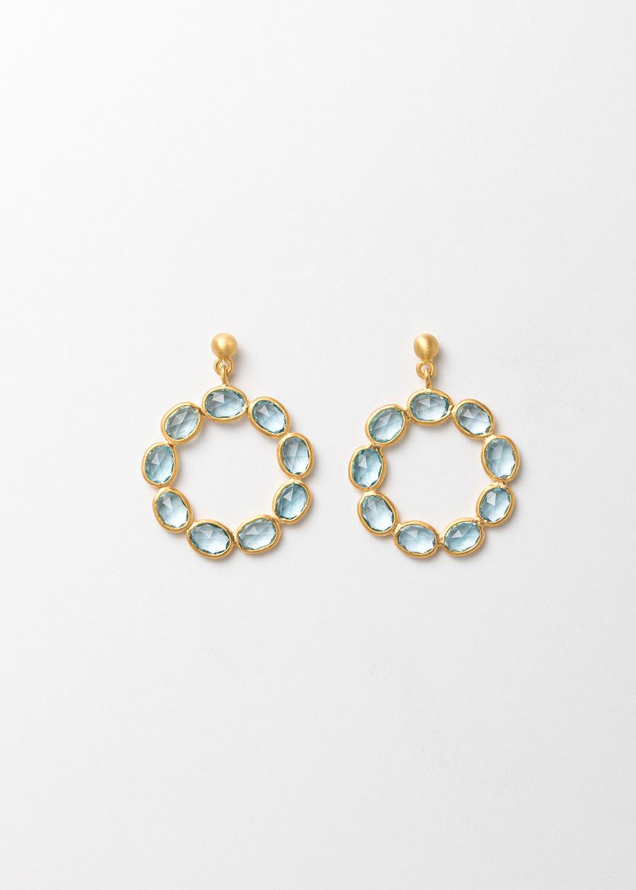 Blue Topaz Slice Stone Eternity Pierce