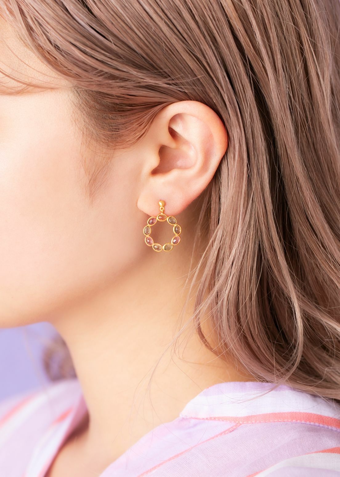 Tourmaline Slice Stone Eternity Pierce