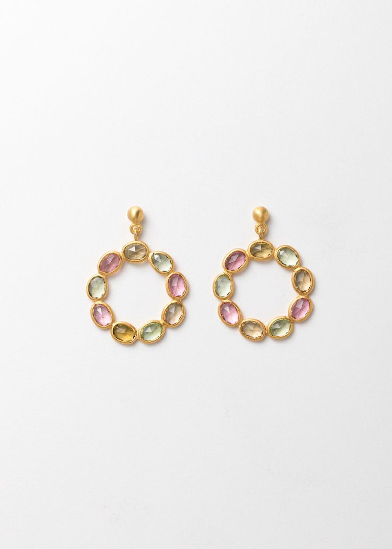 Multi Tourmaline Slice Stone Eternity Pierce