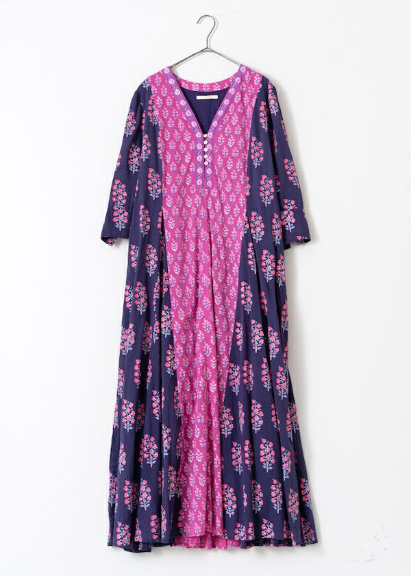 Combination Ethnic Print Panel Dress