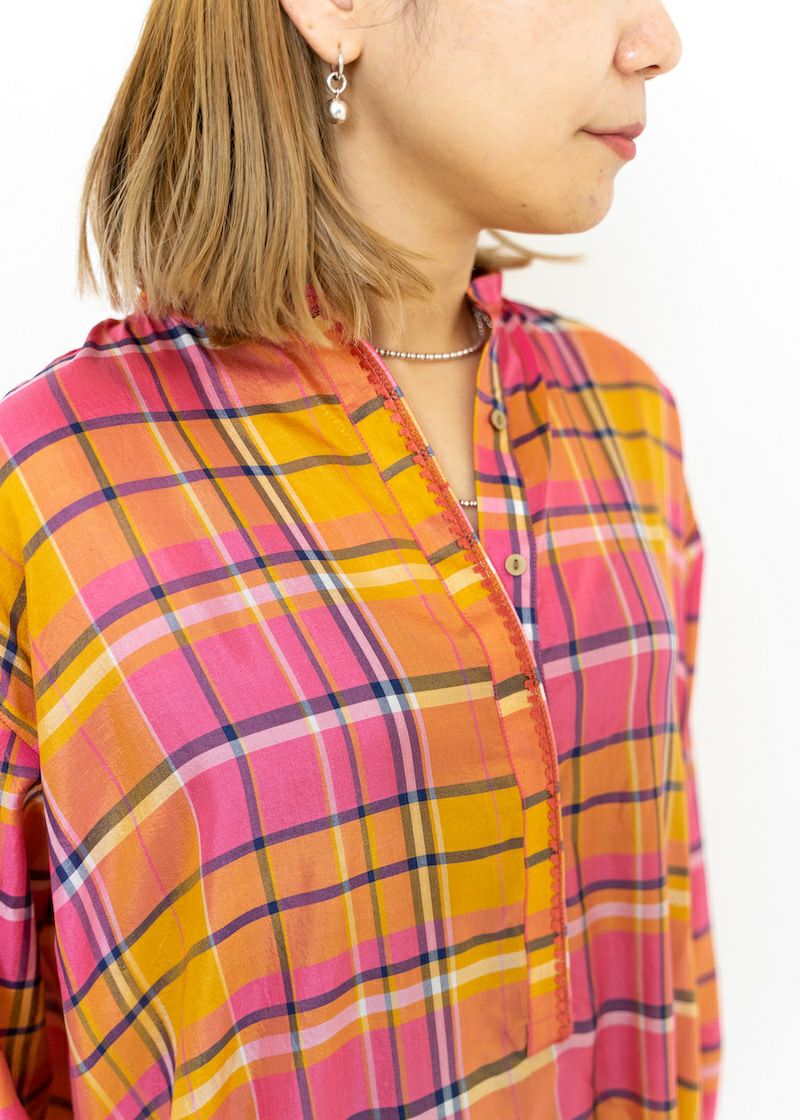Hand Woven Silk Check Kurta Dress