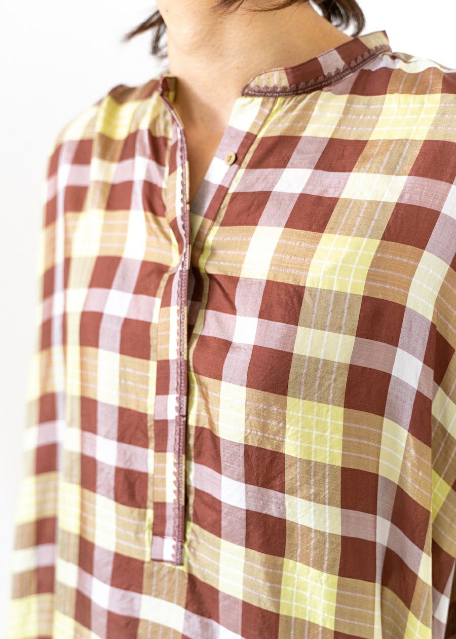 Hand Woven Silk Check Kurta Dress