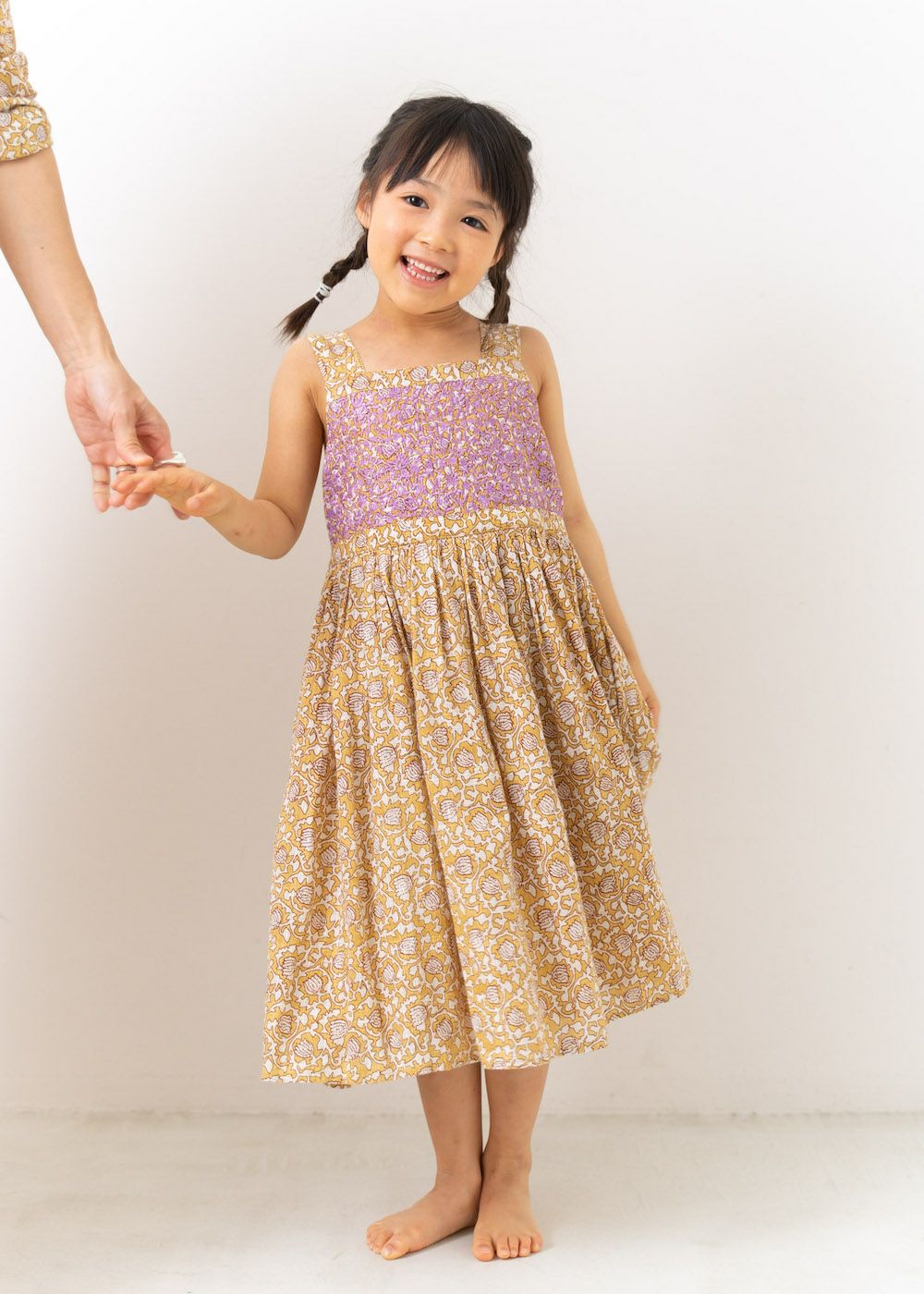Kids Dobby Check Print Dress