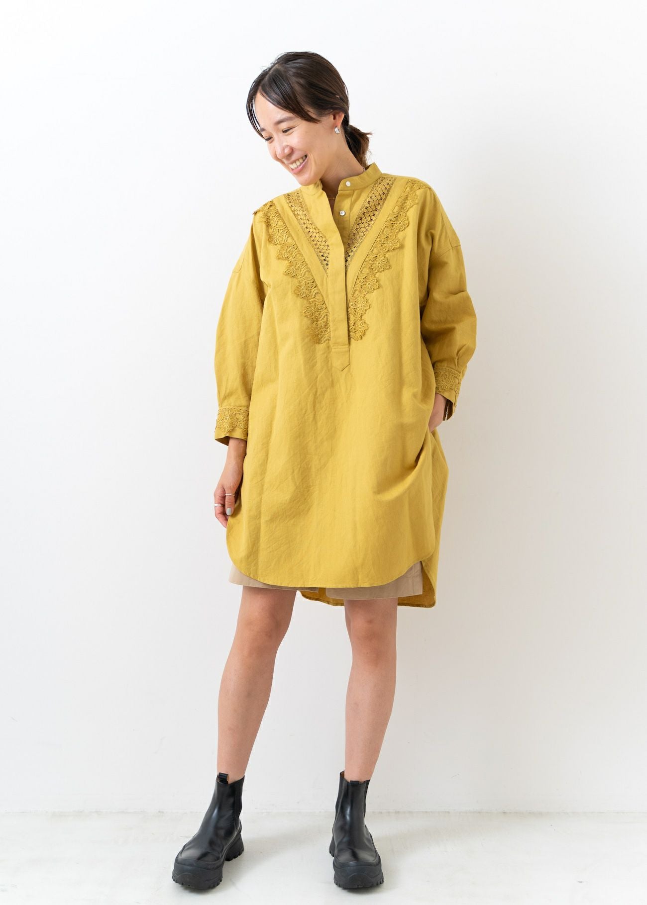 Heavy Linen Lace Long Shirts