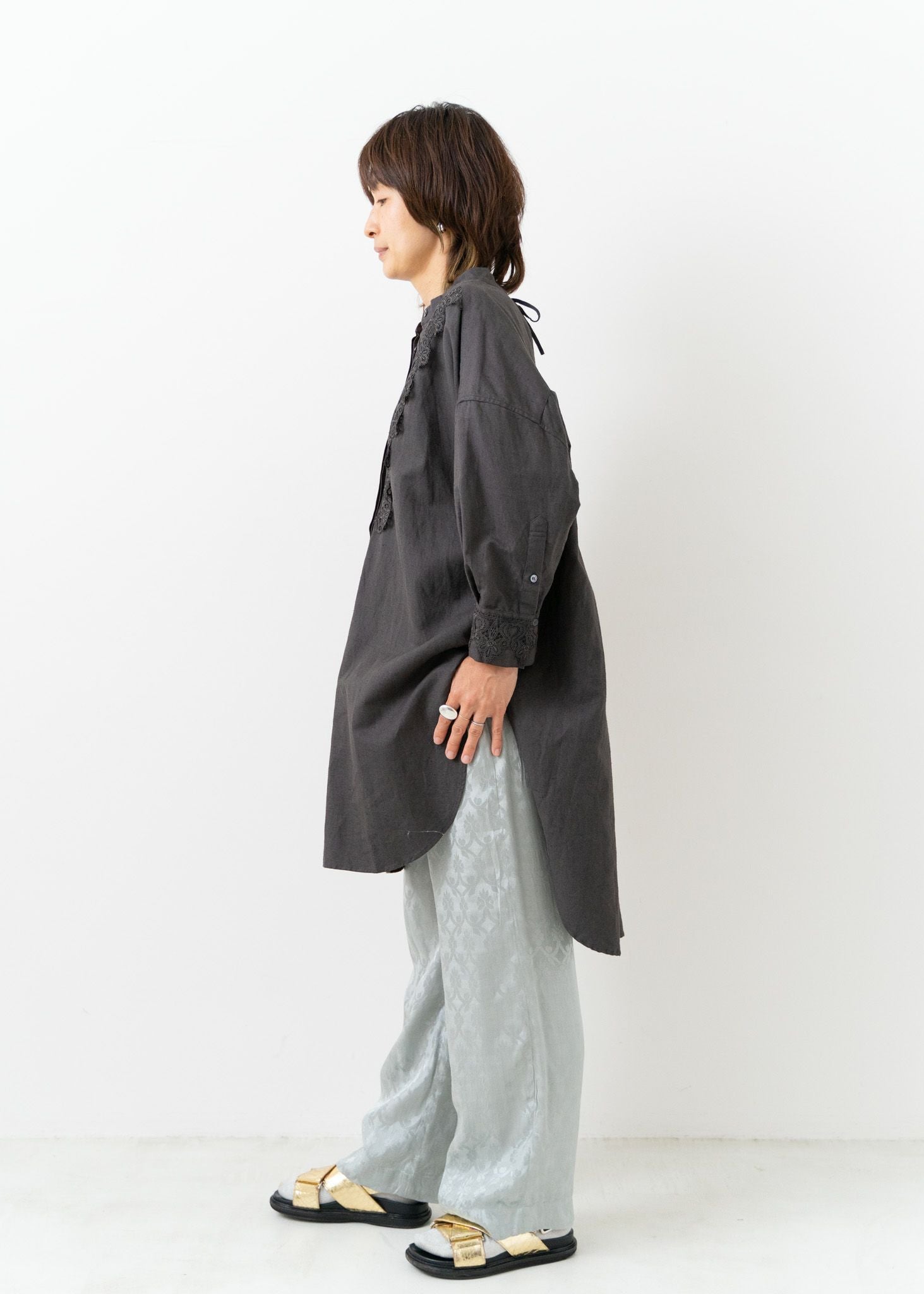 Heavy Linen Lace Long Shirts
