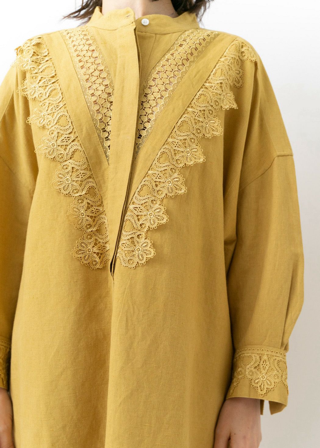 Heavy Linen Lace Long Shirts
